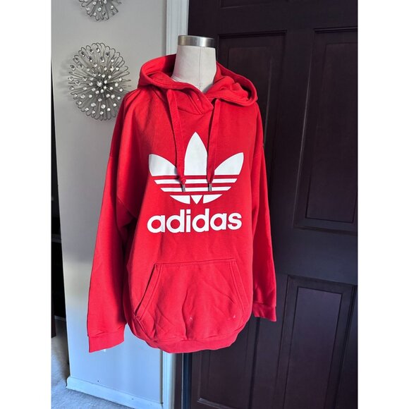 Adidas red hoodie with white lettering Small - Picture 1 of 4